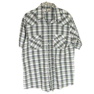 Western Frontier Men's Western Pearl Snaps Blue & Green Plaid Button Down Shirt